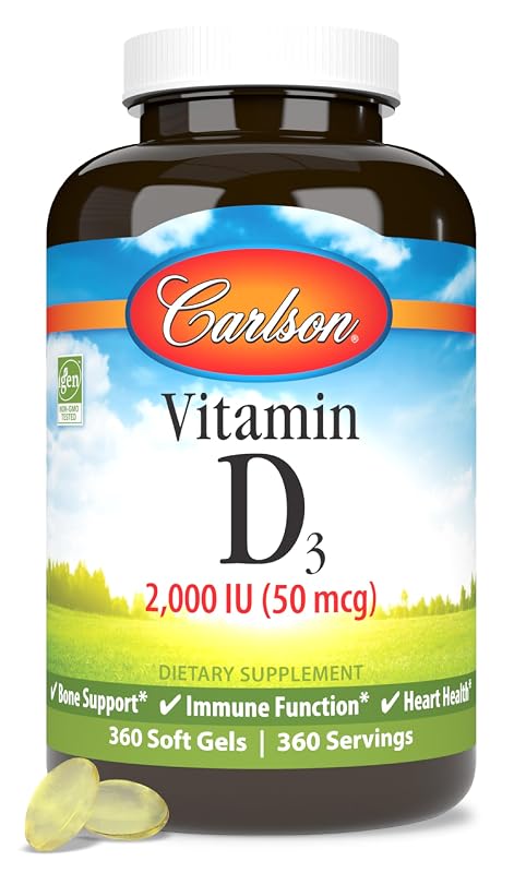 Carlson Vitamina D3 2.000 UI (50 mcg) colecalciferol, 360 cápsulas softgel