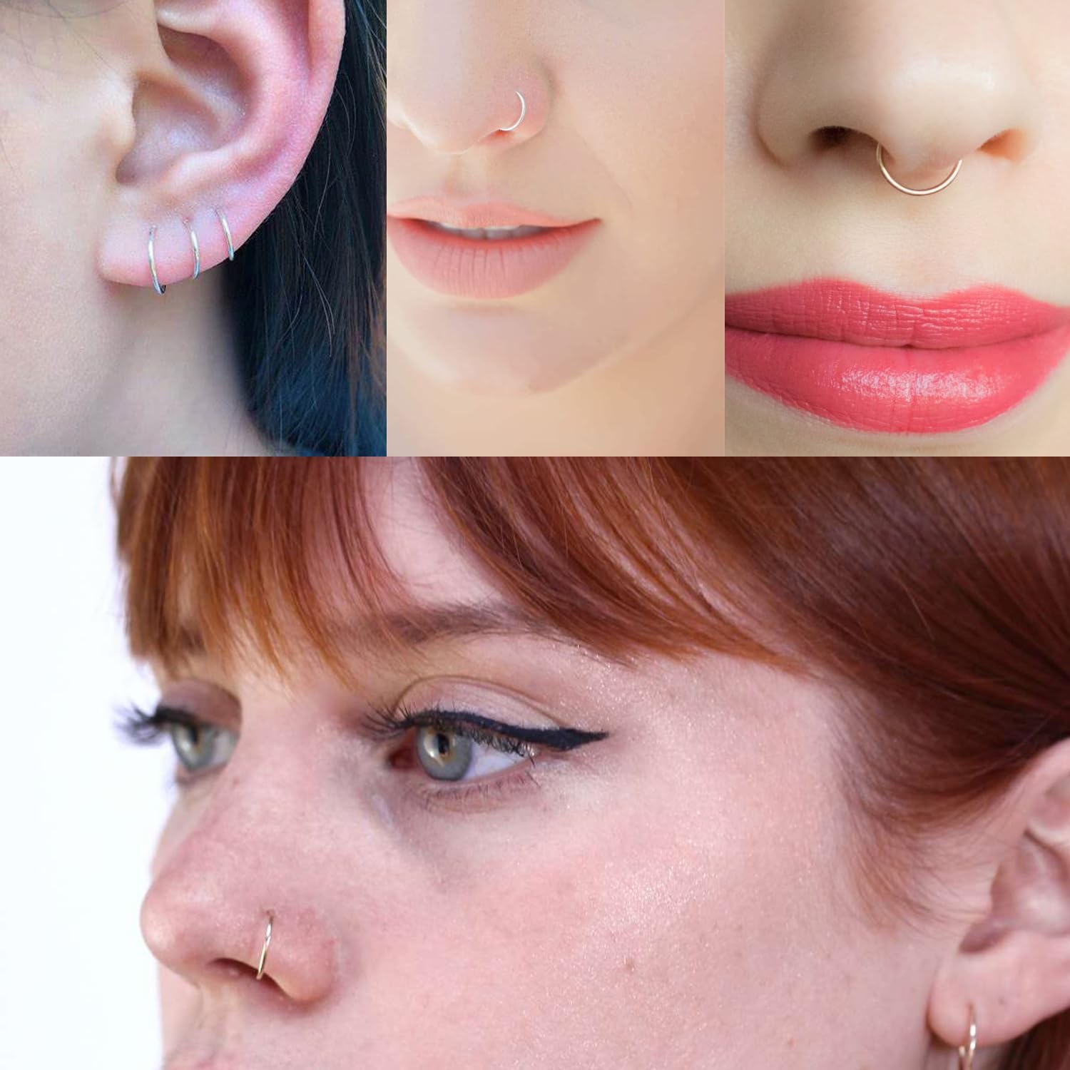 FECTAS Nose Rings Hoops Surgical Steel 18g 20g Gauge 6mm 8mm 10mm 12mm Earrings Piercing Hoops Jewelry for Men Women