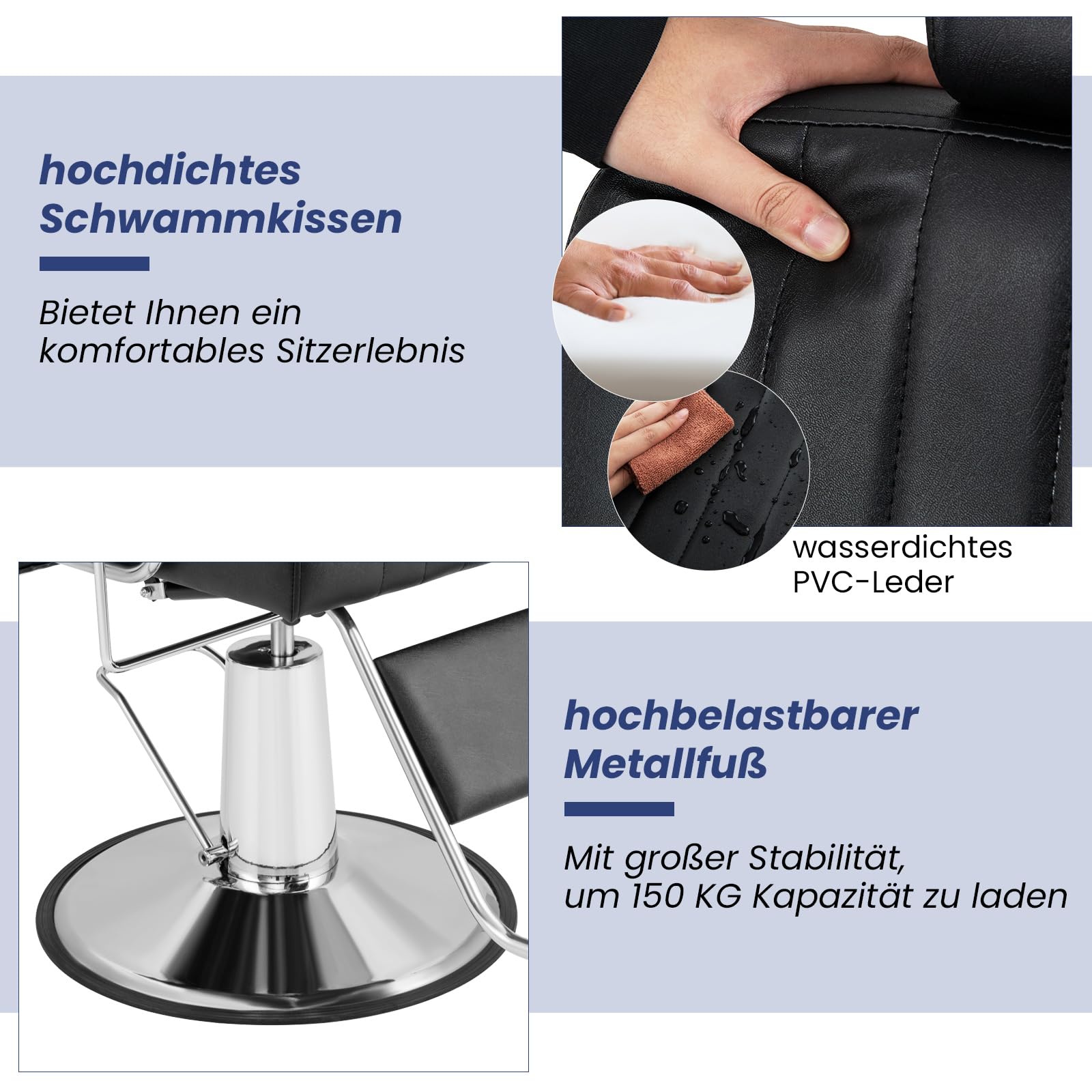 RELAX4LIFE Friseurstuhl mit Hydraulischer Pumpe, Salonstuhl Kippbar Höhenverstellbar 360° Drehbar, bis 150kg