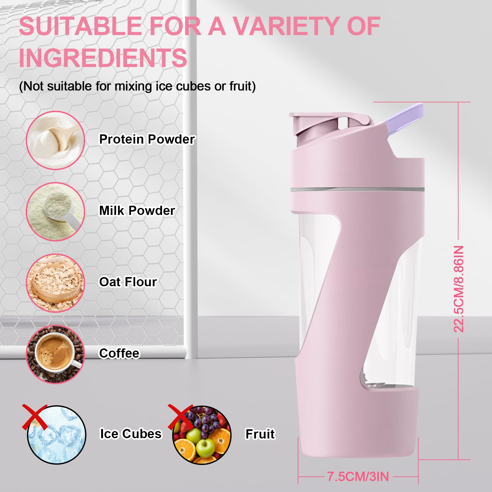 Shaker elettrico per proteine, bottiglia shaker per proteine da 700 ml con conservazione supplementare, shaker per frullati proteici USB C ricaricabile, realizzato con Tritan, potente per frullati