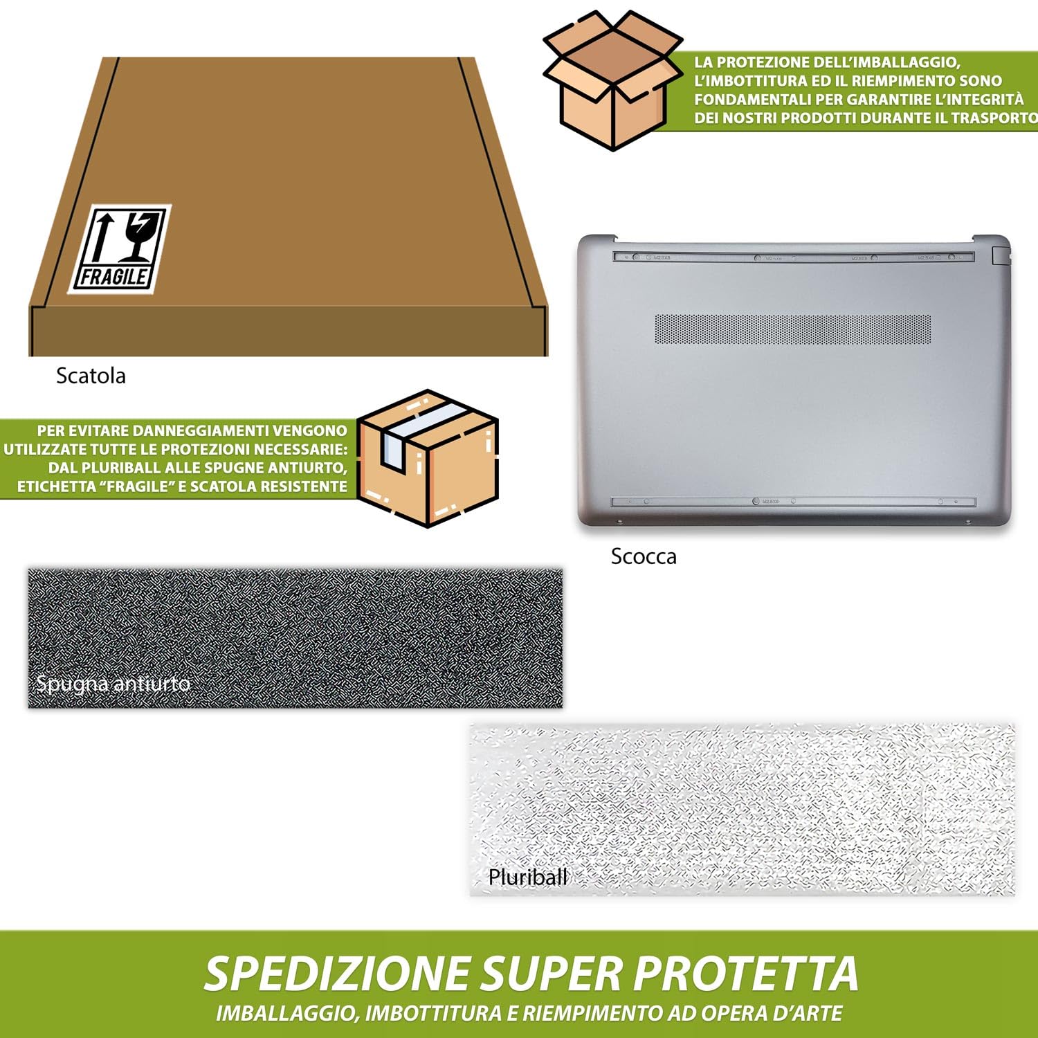 new net - Scocca Inferiore Cover Bottom Case Chassis Compatibile con HP 15-dw0119nl, 15-dw0120nl, 15-dw0122nl, 15-dw0123nl, 15-dw0124nl, 15-dw0125nl, 15-dw0129nl, 15-dw0133nl Silver
