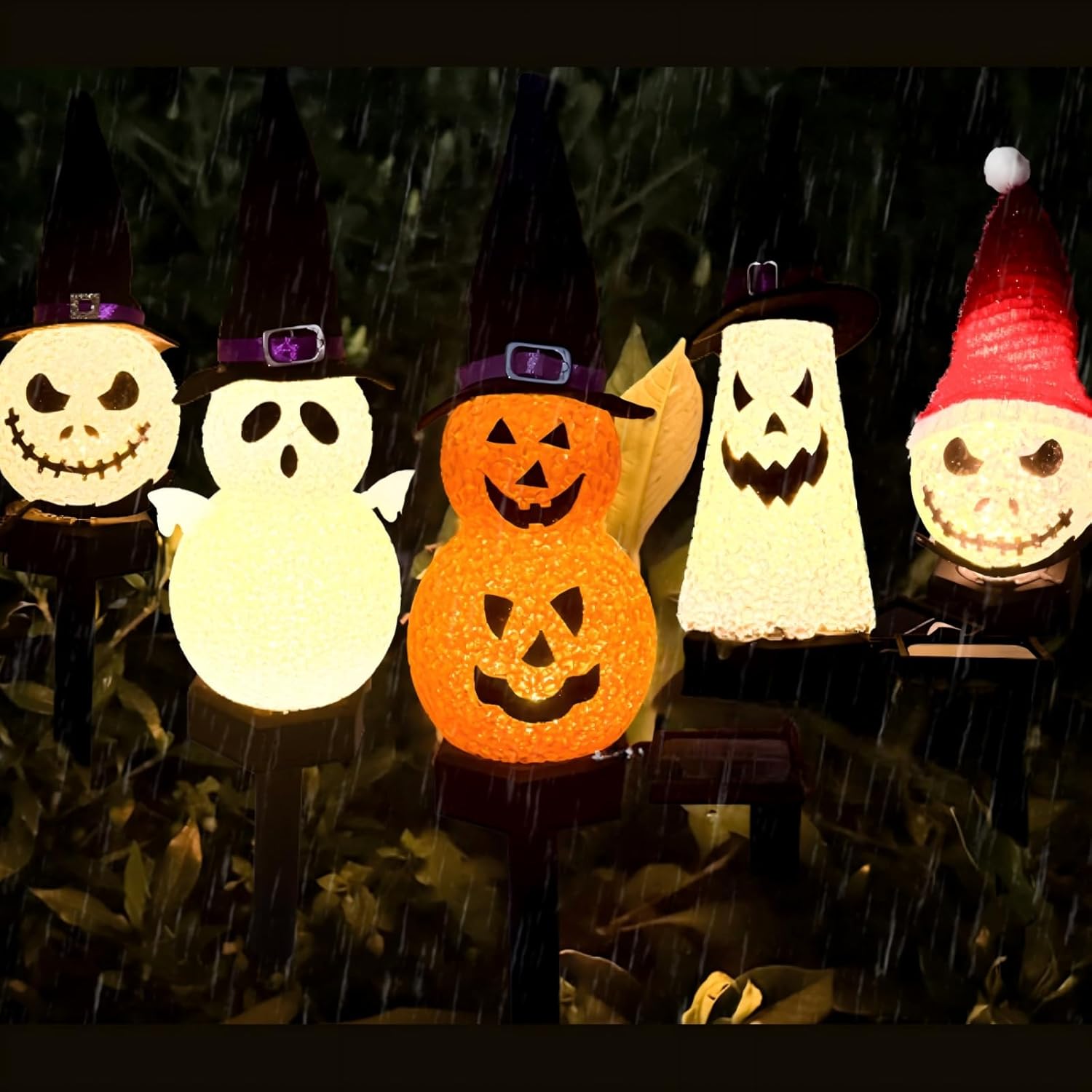 Halloween Decorations Outdoor -Patio Decorative Ambient Floor Lamp Black Hat Pumpkin Decor for Home Party Indoor Outside Yard Decoration,Solar Halloween Lights