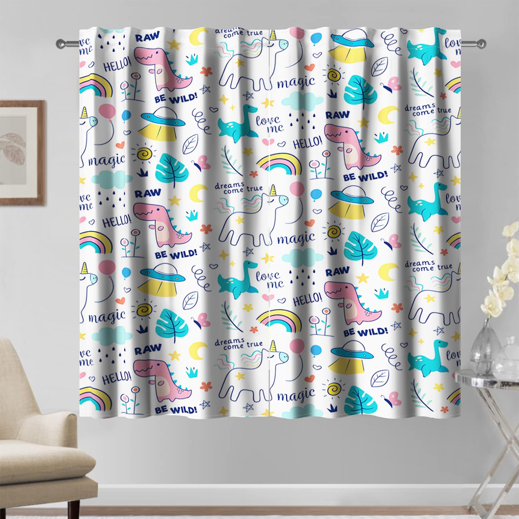 Kzzfqxb 107x215cm Cartoon Curtains 2 Panels - Image 2
