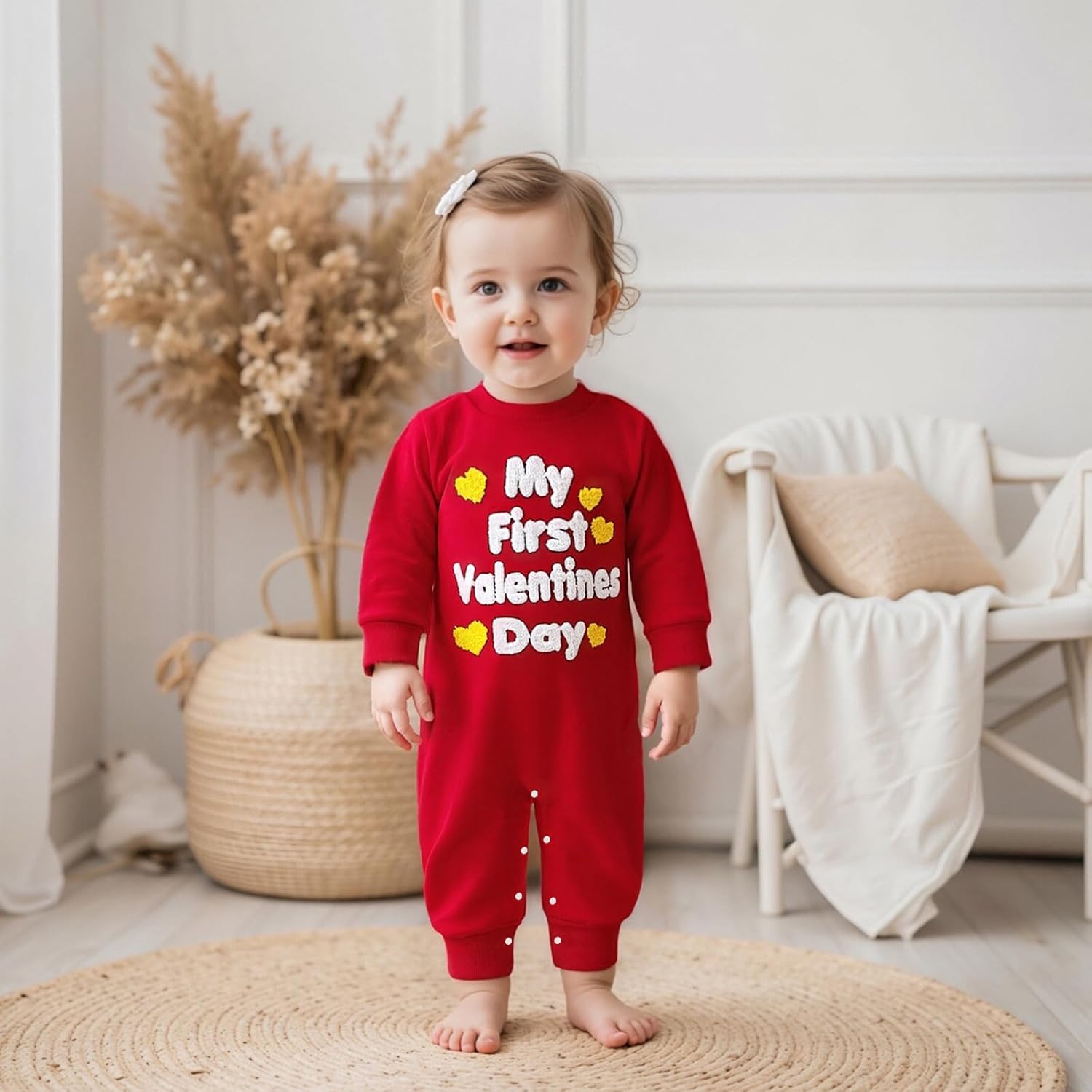 My First Valentines Day Baby Clothes Outfits Letter Heart Embroidery Romper Jumpsuit Newborn Girl Boy Clothing - Image 4