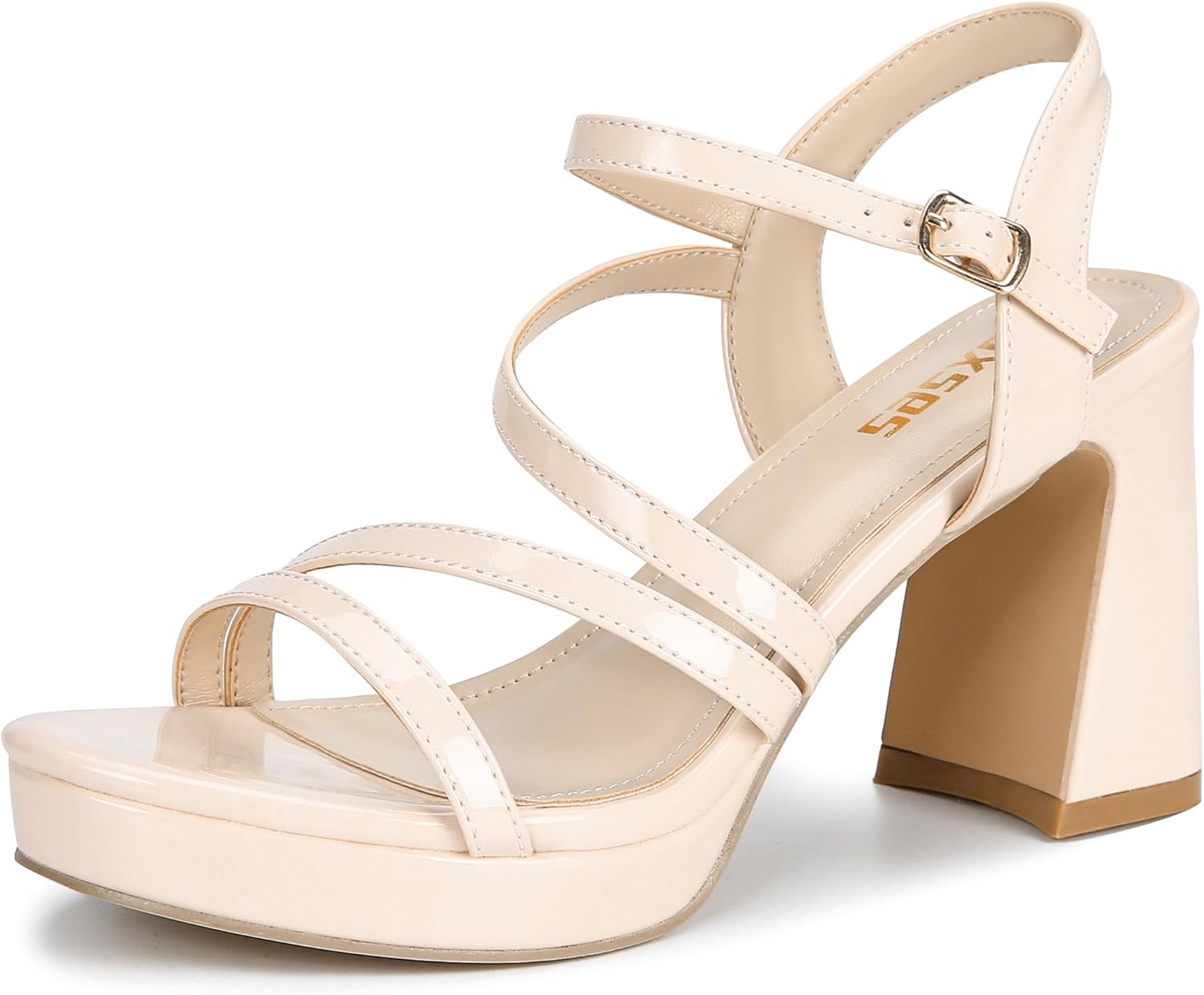 rsxses Platform Chunky Heels for Women Ankle Strap Heels Strappy Sandals with Open Toe Wedding Prom Bridal Women Dress Shoes