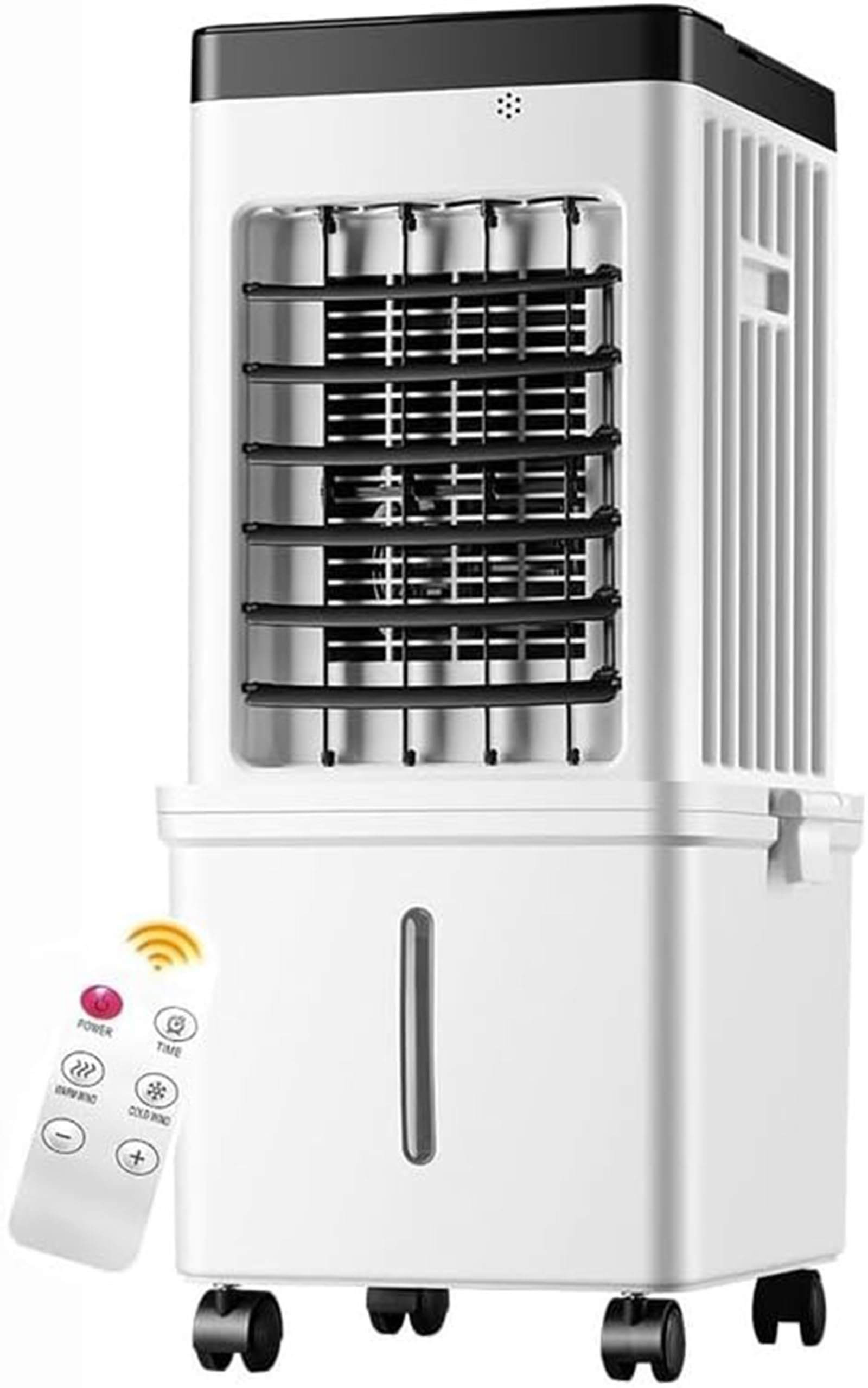 Portable Evaporative Air Cooler,15L Swamp Cooler with 3 Speeds & 90° Oscillating, Portable Air Cooler with 4 Ice Packs, Remote Control & 7.5H Timer for Home Office