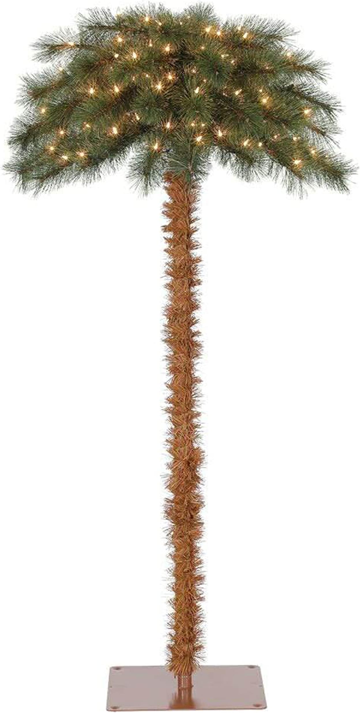 Home Heritage 5-Foot Tall Prelit Artificial Tropical Christmas Holiday Palm Tree with 100 White Incandescent Lights, 54 PVC Tips, and Metal Stand