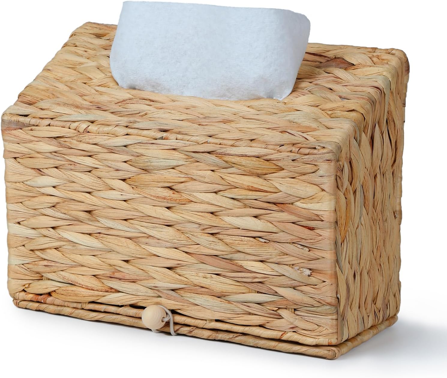 Water Hyacinth Hand Towel Box Cover Compatible with Disposable Paper Hand Towels, Wicker Paper Towel Holders, Hand Towel Holder for Bathroom, Car, Tabletop, by YANGQIHOME