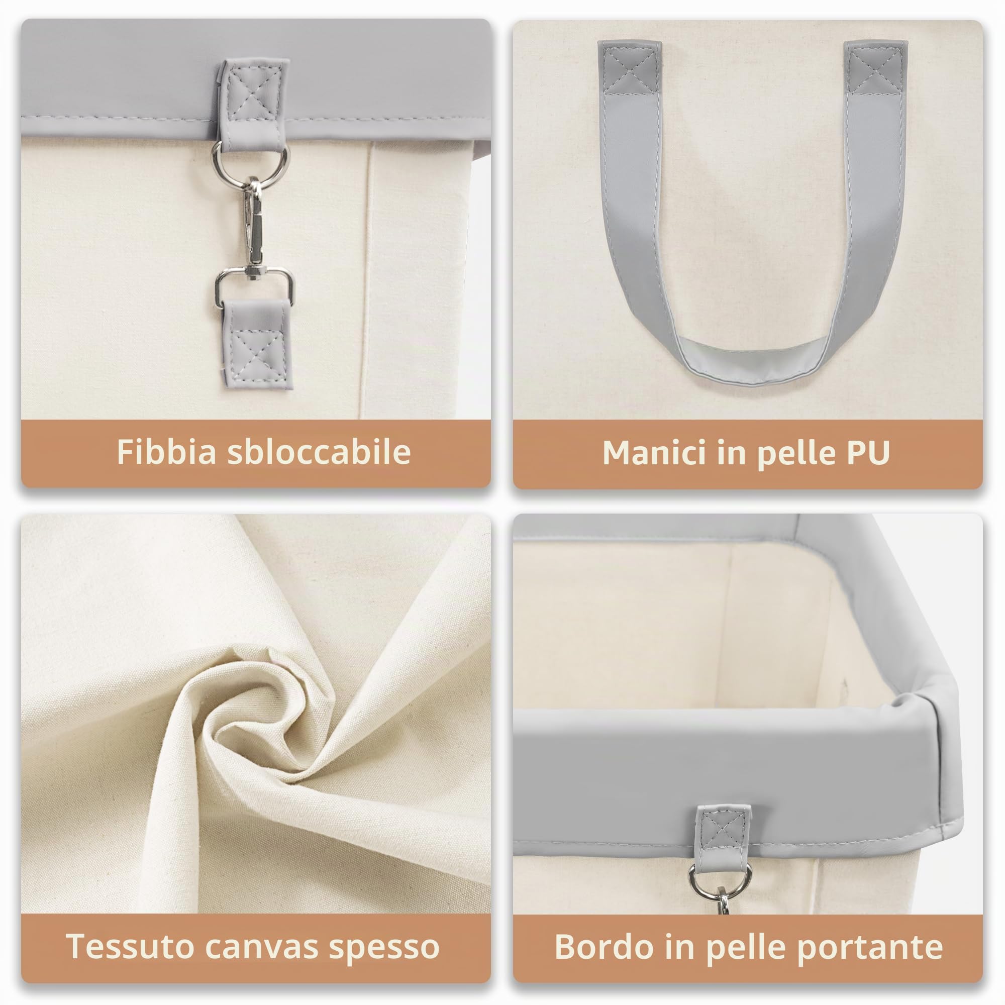 STORAGE MANIAC Cesto portabiancheria commerciale con telaio in acciaio resistente, 160 l, cesto portabiancheria industriale con ruote, per hotel, casa, lavanderia, 45 x 45 x 70 cm, beige medio