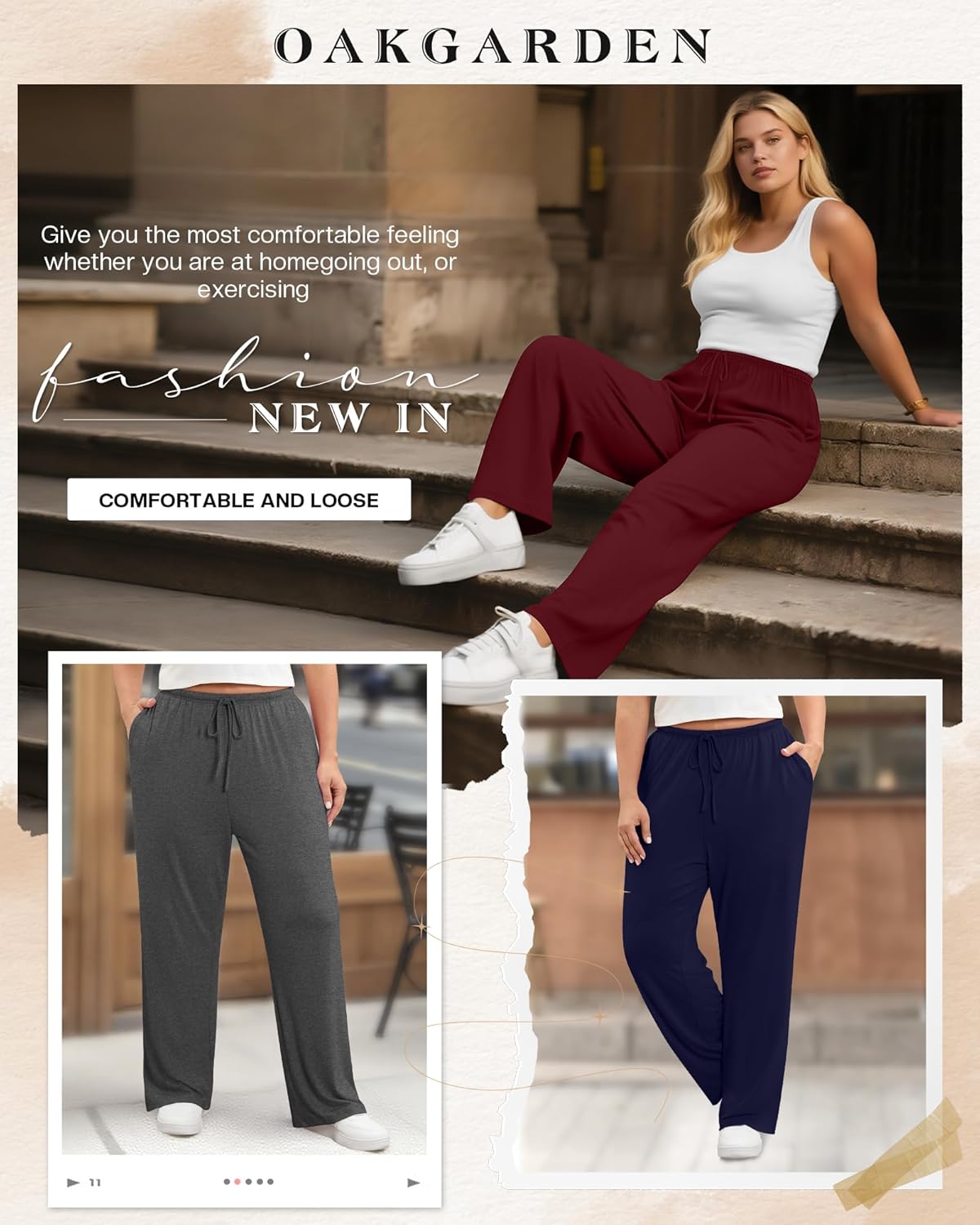 4 Pack Women's Plus Size Lounge Pants with Pockets, Wide Leg Yoga Loose Drawstring Pants Casual Sweatpants Jogger - Image 6