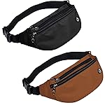 2 Packs Fanny Packs for Men and Women, Waterproof Sports Waist Pack Bag for Travel Hiking Running Hands-free