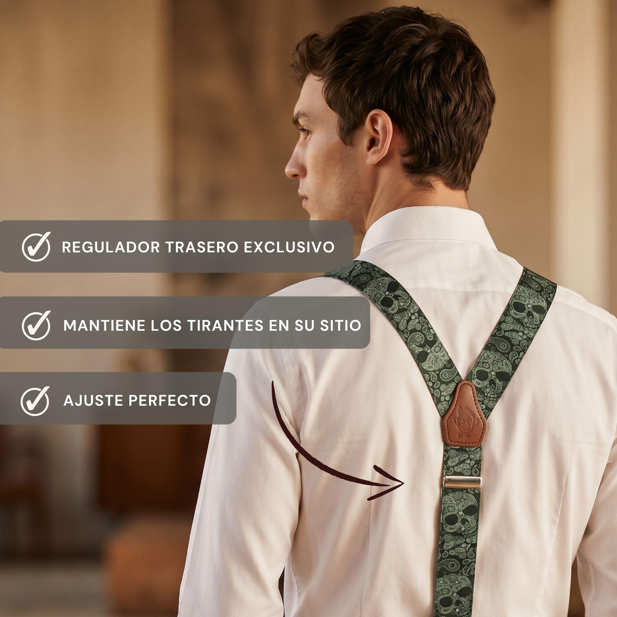 Tirantes Hombre Hechos a mano en España. Tirantes para pantalones hombre | 3 Pinzas extrafuertes.