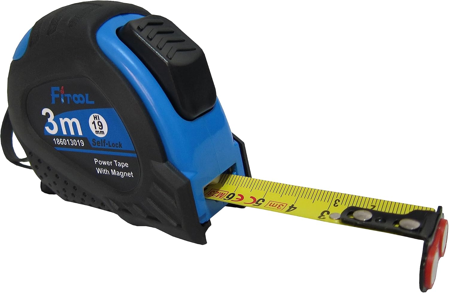 Self Lock Power Tape Measure, Metric, Retractable, Magnetic Hook, Shock Absorbent Rubber Case for Construction，Surveyor, Auto-lock Professional Measuring Tape 19mm x 3M