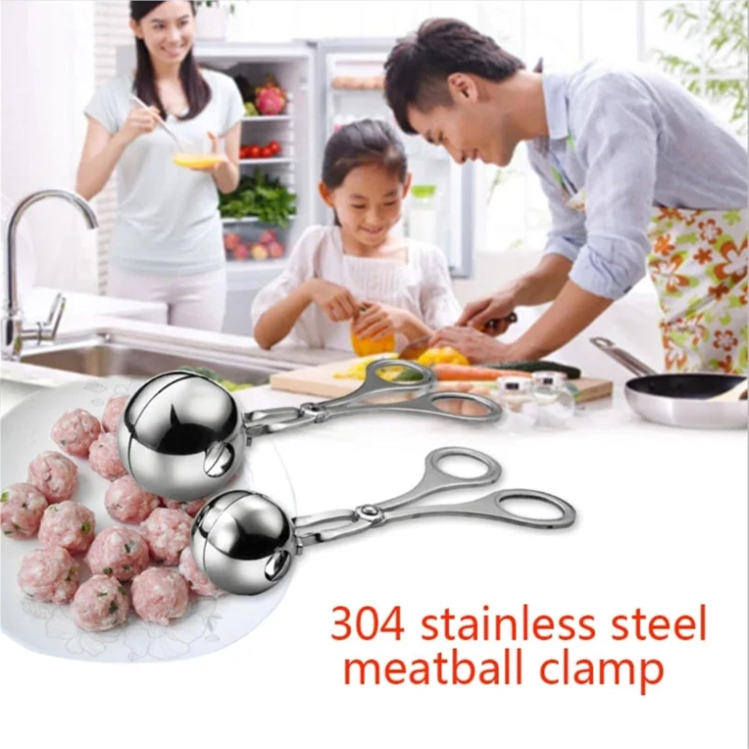 Stainless Steel Meat Ball Maker Clip (6-Piece) – Round Rice Ball Shaping Spoon For Non-Stick Stuffed Kitchen Work(Small)