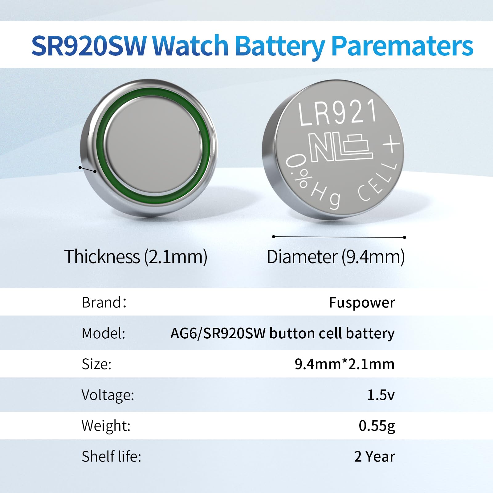 10 Batterie A Bottone AG6 SR920SW SR69 SR921 LR920SW 280-31 V371 D371 605 S921E GP371 CX921 SG6 LR921 Adatte Per Orologio - Foto 12
