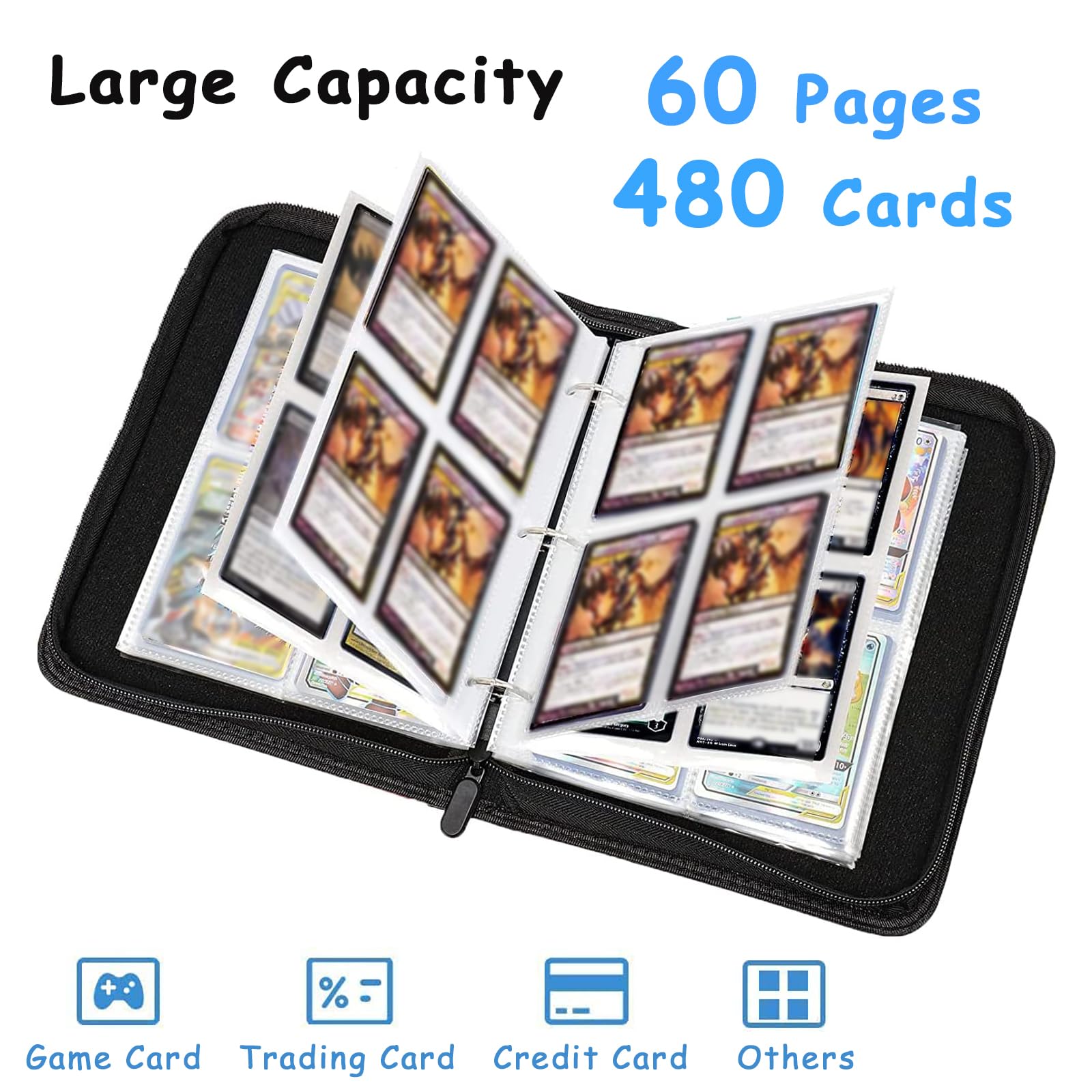 Hikrxya 4 Pocket Trading Card Binder, 480 Pockets Cards Holder Album - Image 4