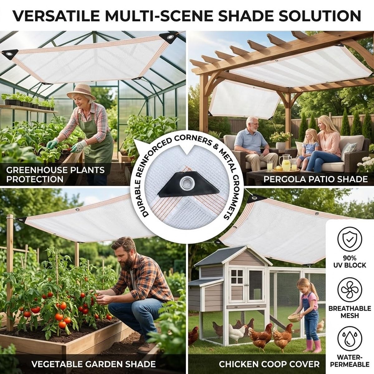 Filet de jardin anti-grêle 4 x 5 m – Protection UV, maille imperméable avec œillets pour balcons et serres extérieurs, couverture respirante pour plantes, protection robuste des cultures