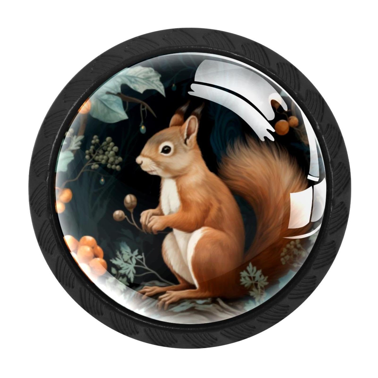 CHENZZZZ 4 PCS Squirrel Crystal Glass Cabinet Knob Drawer Pull Handle for Kitchen Cupboard Dresser Wardrobe etc