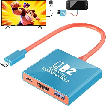 [Switch 2/1/OLED Compatible] Switch 2 TV Adapter Dock with 4K/60Hz HDMI 2.0A, PD 100W USB 3.0 Port, Nintendo 2 HDMI Adapter
