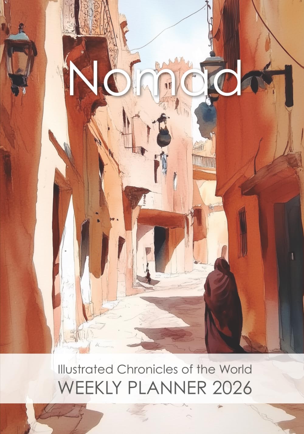 Planner Nómada 2026-2027 avec aquarelles de destinations internationales