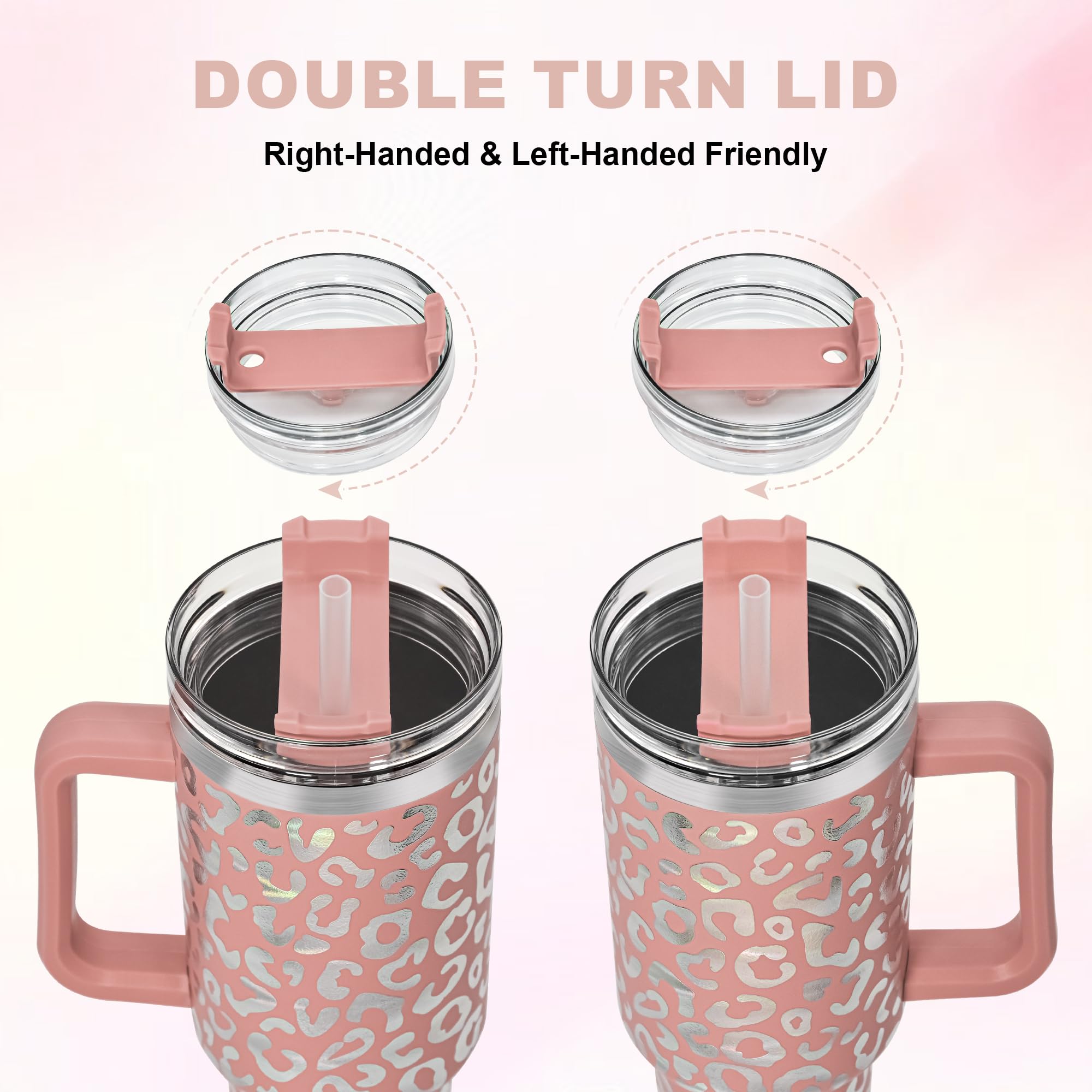 FECBK 40oz Tumbler with Straw and Lid 1.2L, 100% Leak-Proof Travel Mug with Handle - Image 4