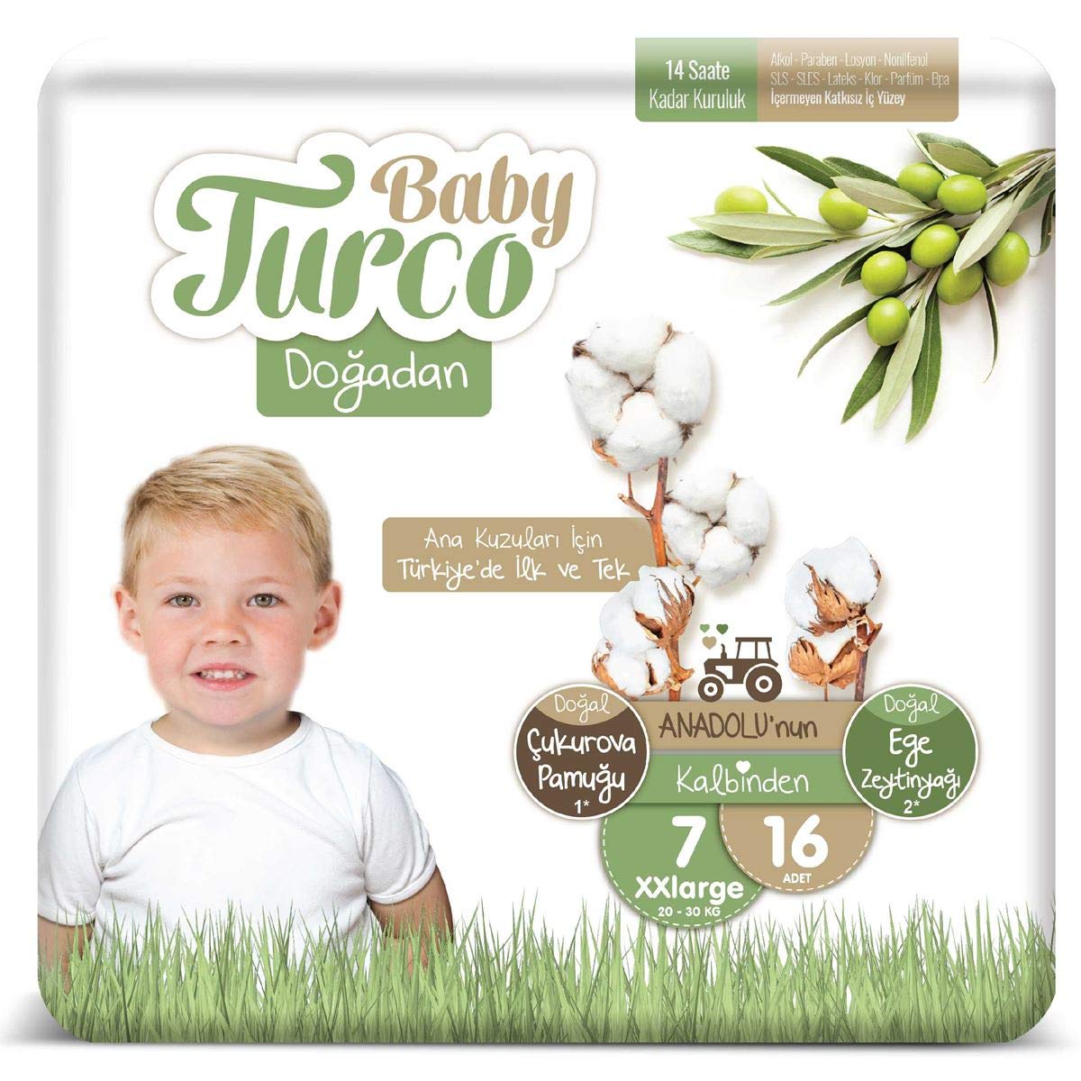 Baby Turco Doğadan 7 Beden XXlarge Bebek Bezi (1 x 16 Adet)