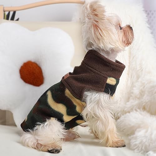 Miniatura 3 de Chaleco de forro polar para perro, ropa de invierno para mascotas para perros pequeños, niño o niña, suéter de camuflaje cálido para mascotas,