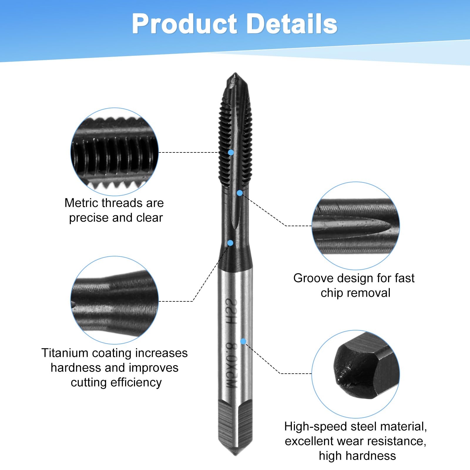 M METERXITY 2-Pack M5x0.8mm Metric Thread Tap - Image 2