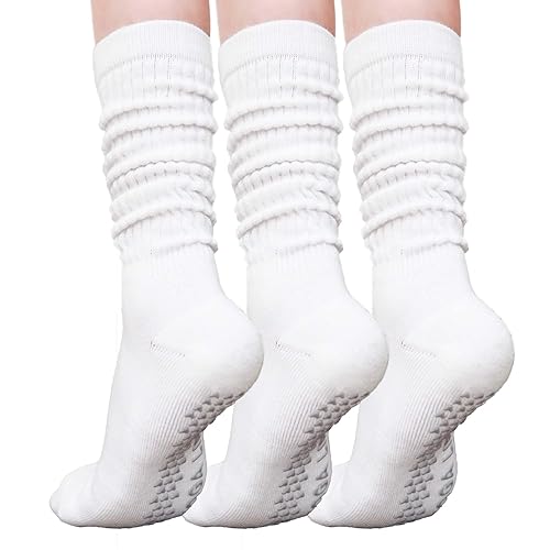 Grip Pilates Socks for Women Mid Calf Slouch Yoga Socks