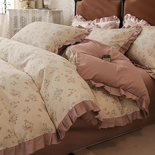 Miniatura 8 de VM VOUGEMARKET Juego de funda de edredón con diseño de cerezas, tamaño individual, color rosa, blanco, kawaii, para niñas, 100% algodón, con