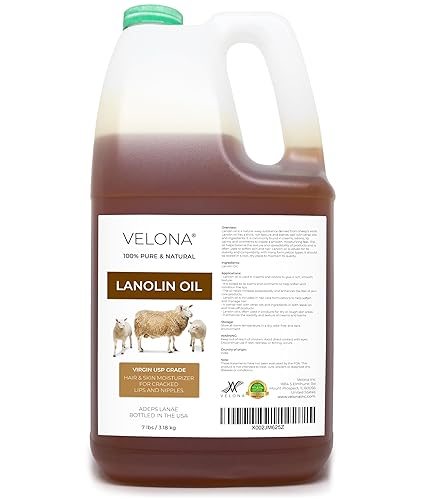 velona Aceite de lanolina grado USP 7 libras  Aceite portador 100% puro y natural  Refinado, prensado en frío  Hidratante de piel, cabello, cuerpo y