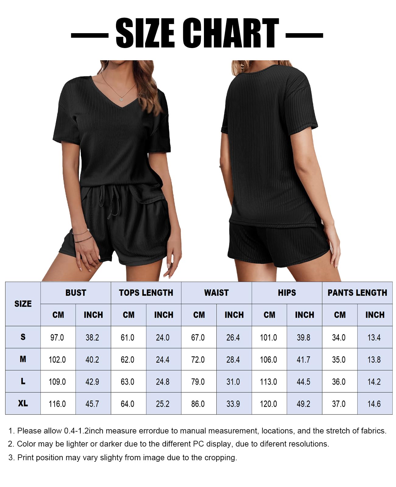 Ensemble 2 Pièces pour Femme Col en V T-Shirt à Manches Courtes et Short Sportswear Ensemble de Détente D'été Confortable
