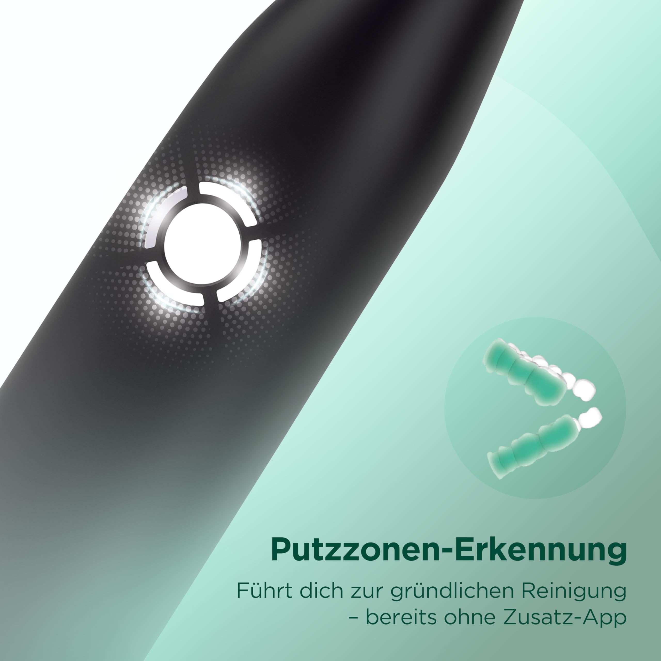 GUM SMART ONE elektrische Zahnbürste | Geschwindigkeitskontrolle | Timer | 4 Putzmodi | 6 Wochen Akkulaufzeit | GUM SMART App | 1x Schall-Zahnbürste | 2x Bürstenköpfe | Schwarz