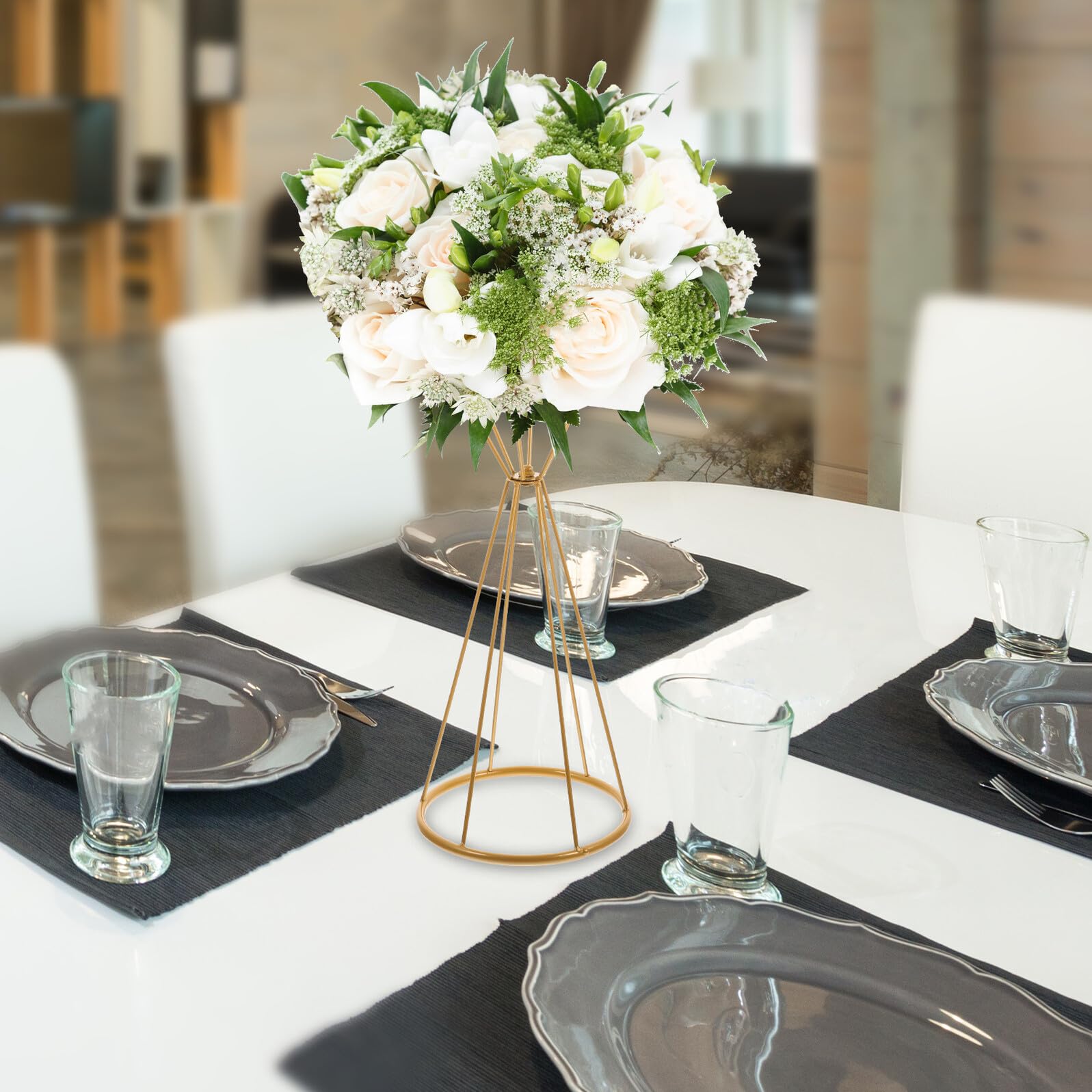 SHINEOFI Centrotavola Matrimonio in Metallo Vaso Cavo Decorativo Portafiori Delicato per Composizioni Floreali e Decorazioni Casa Eventi Cerimonie