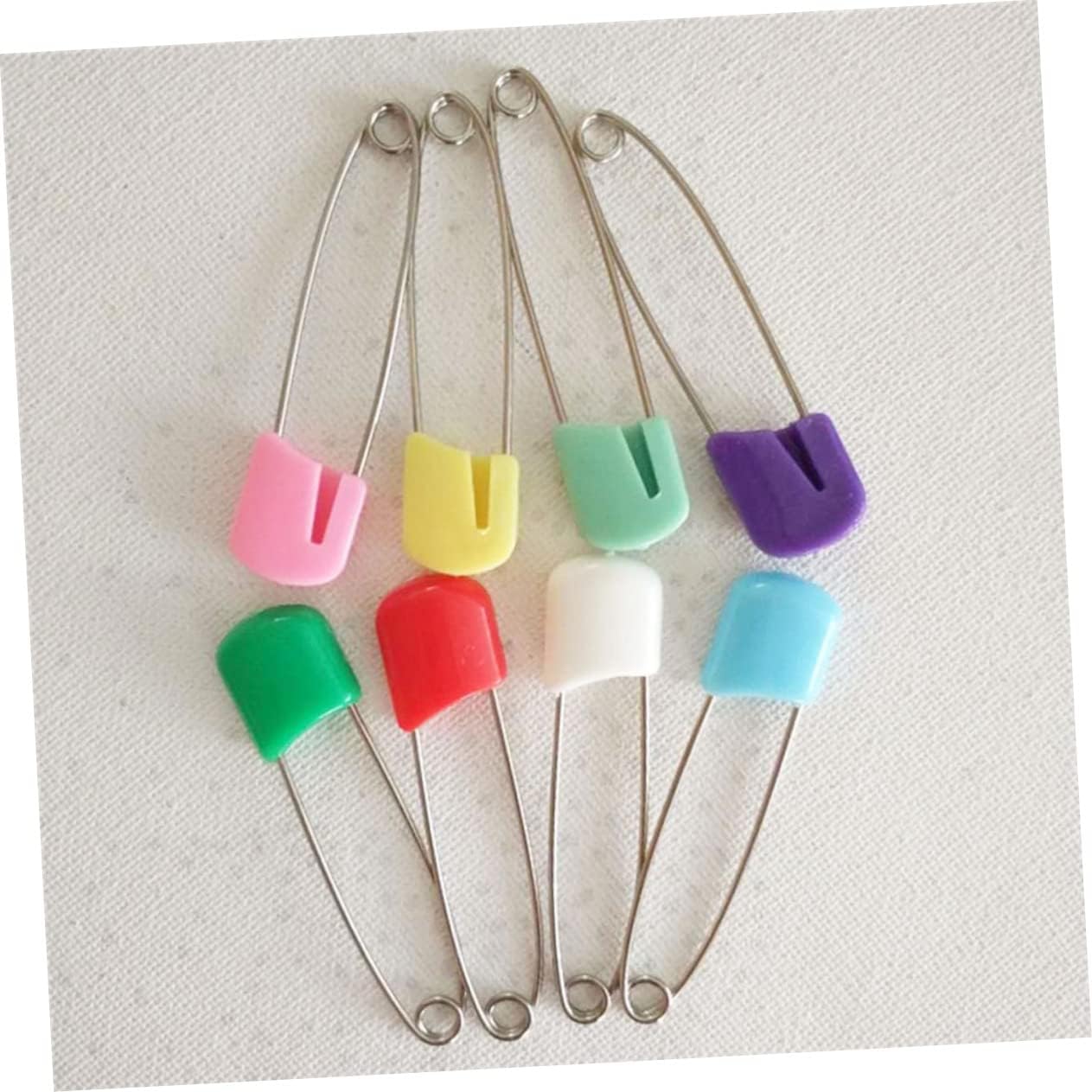 Operitacx 50pcs Plastic End Safety Pins for Cloth Diapers Accessories Stainless Steel Locking Head for Secure Use for Crafts and Household Tasks