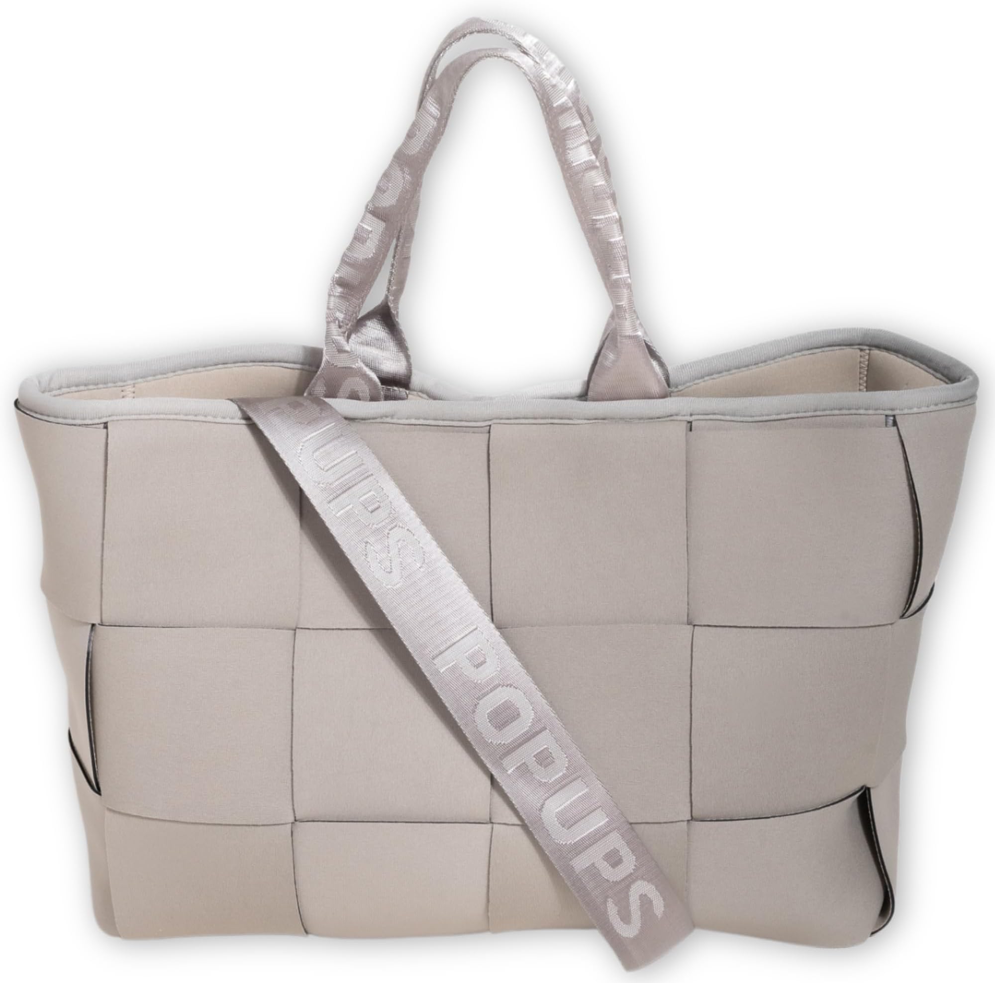Interwoven Large Neoprene Foldable Tote Bag, Weekender Bag for Women - Travel Crossbody Purse