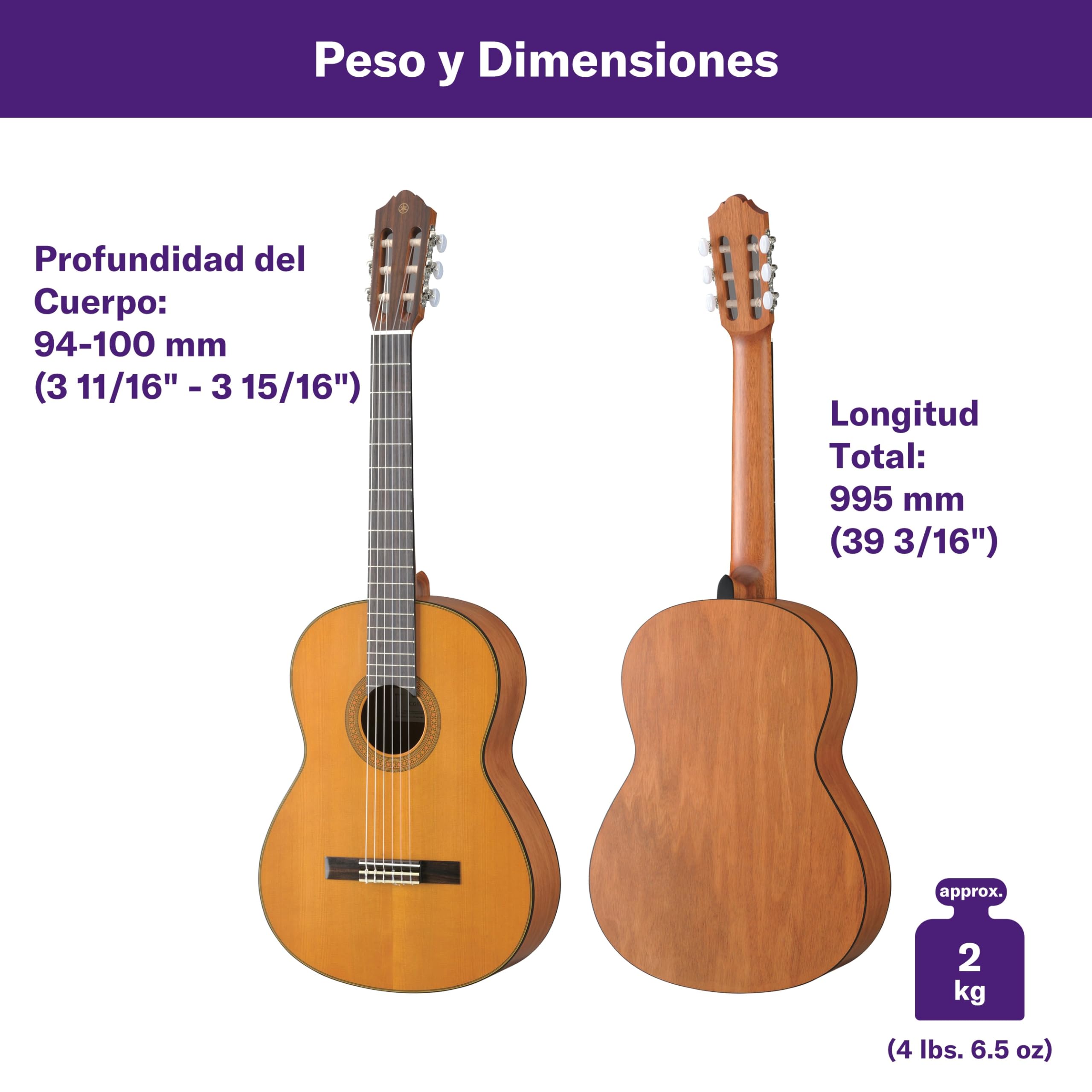 YAMAHA CG122MC Guitarra Clásica Tamaño Completo – Tapa Maciza de Cedro, Escala 650 mm, Guitarra de Nylon con Sonido Cálido y Rico, Fácil de Tocar