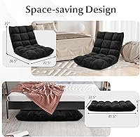 Vista 5 de Sofá de suelo de 14 posiciones, sofá plegable para juegos, cojines cómodos y marco de acero de estudio, cama ajustable en ángulo, sofá reclinable