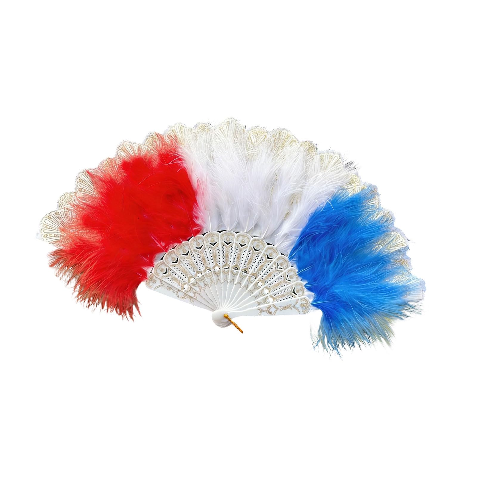 Ekoama Foldable Feathered Fan Flapper Hand Fan Retro Chinese Styles Hand Held Folding Fanning for Wedding Dancing Decoration