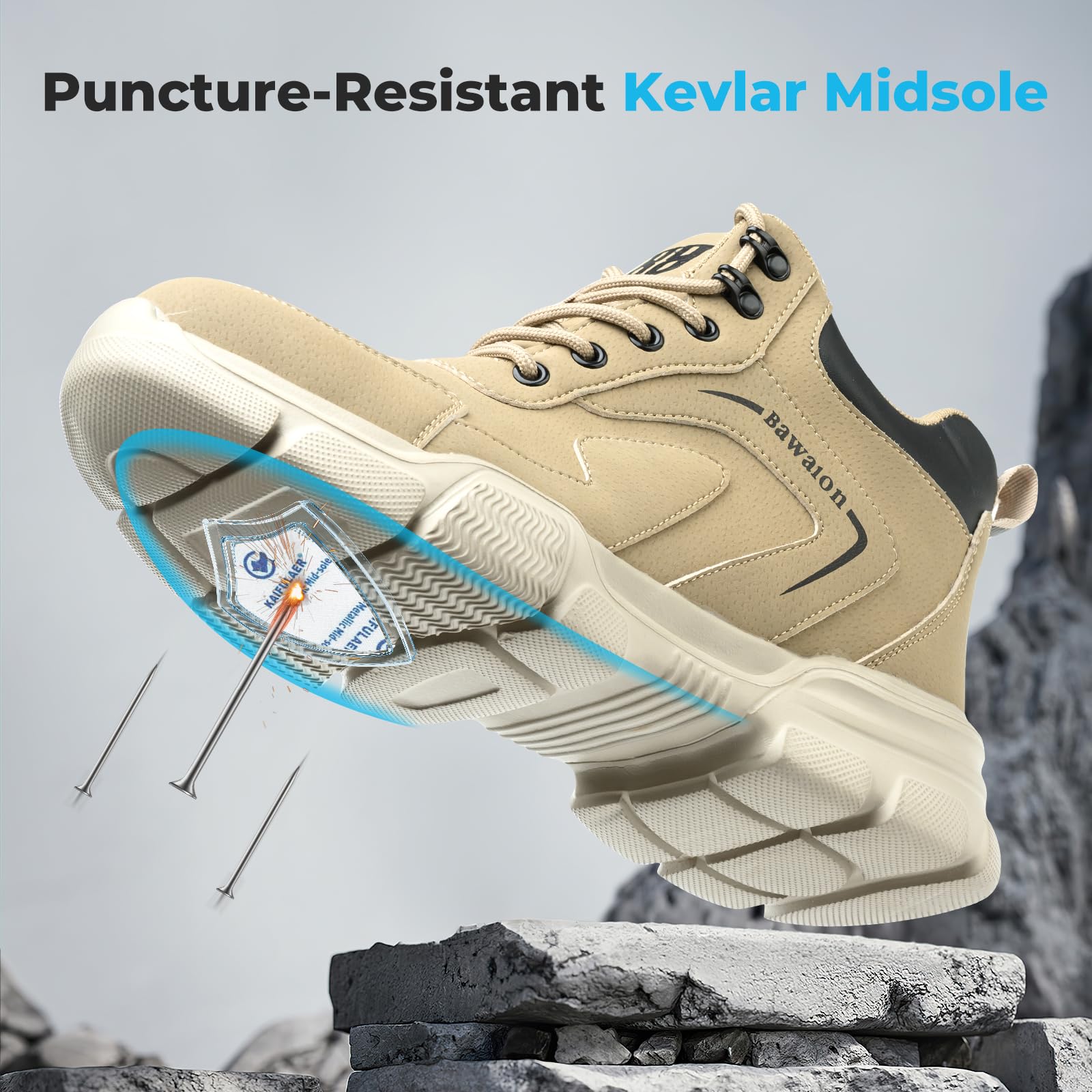 Nasogetch Scarpe Antinfortunistiche Uomo Donna Alte Scarpe da Lavoro Impermeabile Stivali da Lavoro Leggere Comode con Punta in Acciaio