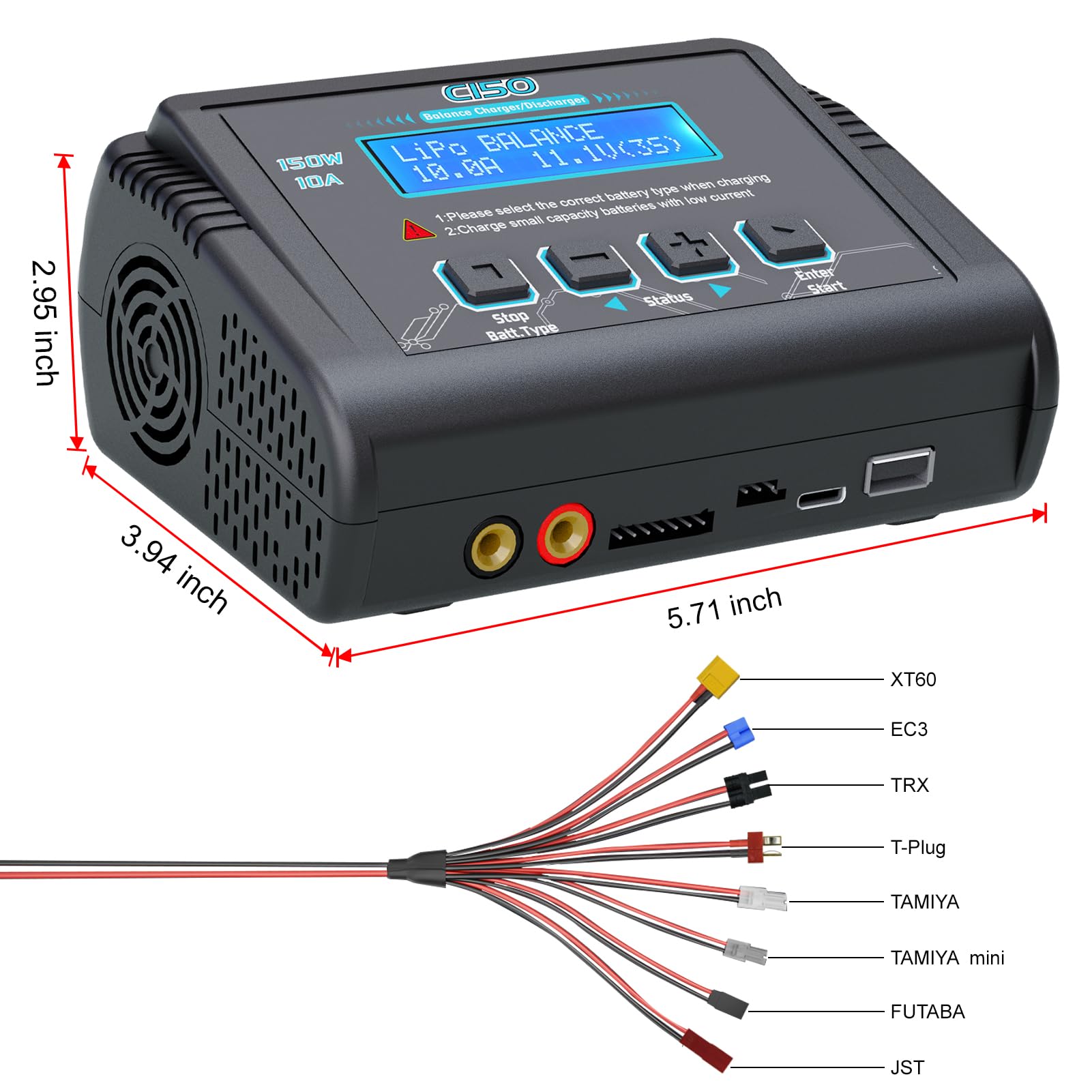 Haisito Cargador de Balance Descargador 150W 10A AC/DC Multifuncional para NiCd Li-Ion Life NiMH LiHV PB Batería Inteligente