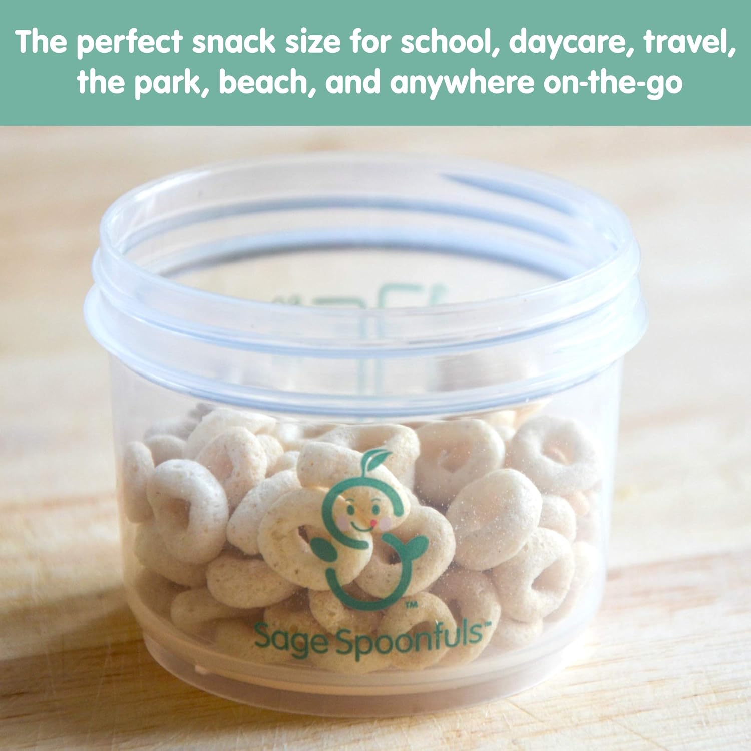 Sage Spoonfuls Baby Food Storage Containers – BPA-Free Plastic Jars with Leakproof Lids - Made in The USA, Microwave-Safe, Dishwasher & Freezer-Safe Clear, 12-Pack 4 Ounce Jars