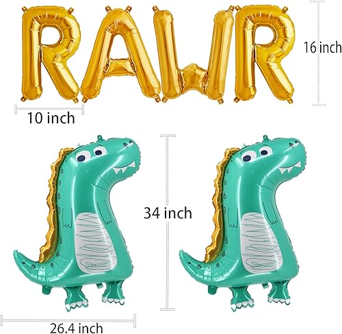 Miniatura 2 de Rawr - Globos de dinosaurio 2 globos grandes de dinosaurio para decoración de fiesta de cumpleaños de bebé