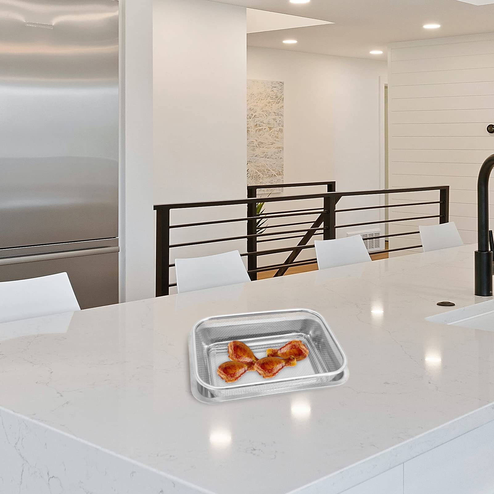 Abaodam 2ensembles Panier à Friture Acier Inoxydable Refroidissement Amovible pour Cuisson Et Égouttage des Aliments Utilisation Cuisine Et Restauration