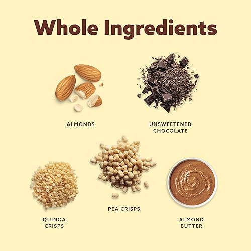 Miniatura 5 de Mezcla Barras de proteína vegana, aperitivo sin gluten hecho con chocolate negro, proteína de guisante, almendras y otros ingredientes premium,