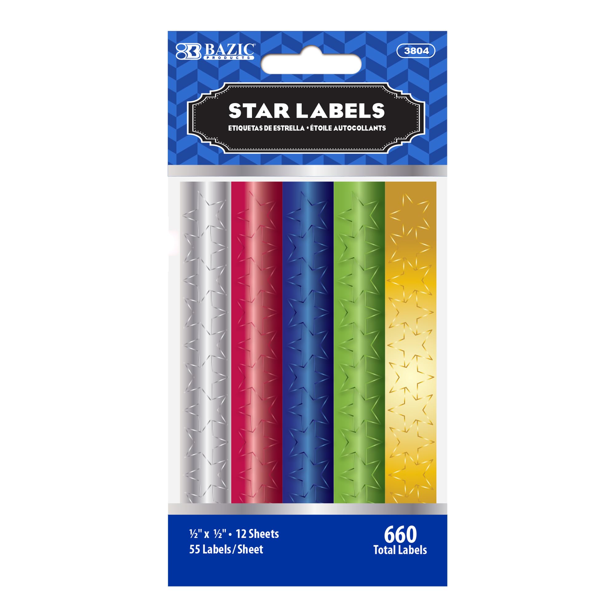 BAZIC Assorted Color Foil Star Label (432/Pack)