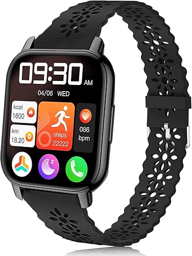 Miniatura 8 de Correa de repuesto compatible con Popglory P66 de 1.85 pulgadas, correa de repuesto de silicona con encaje hueco para reloj inteligente MorePro