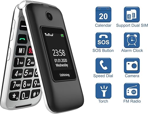 Miniatura 3 de USHINING Teléfono celular 3G desbloqueado para personas mayores con tarjeta SIM Speed Talk para personas mayores, teléfono básico para personas