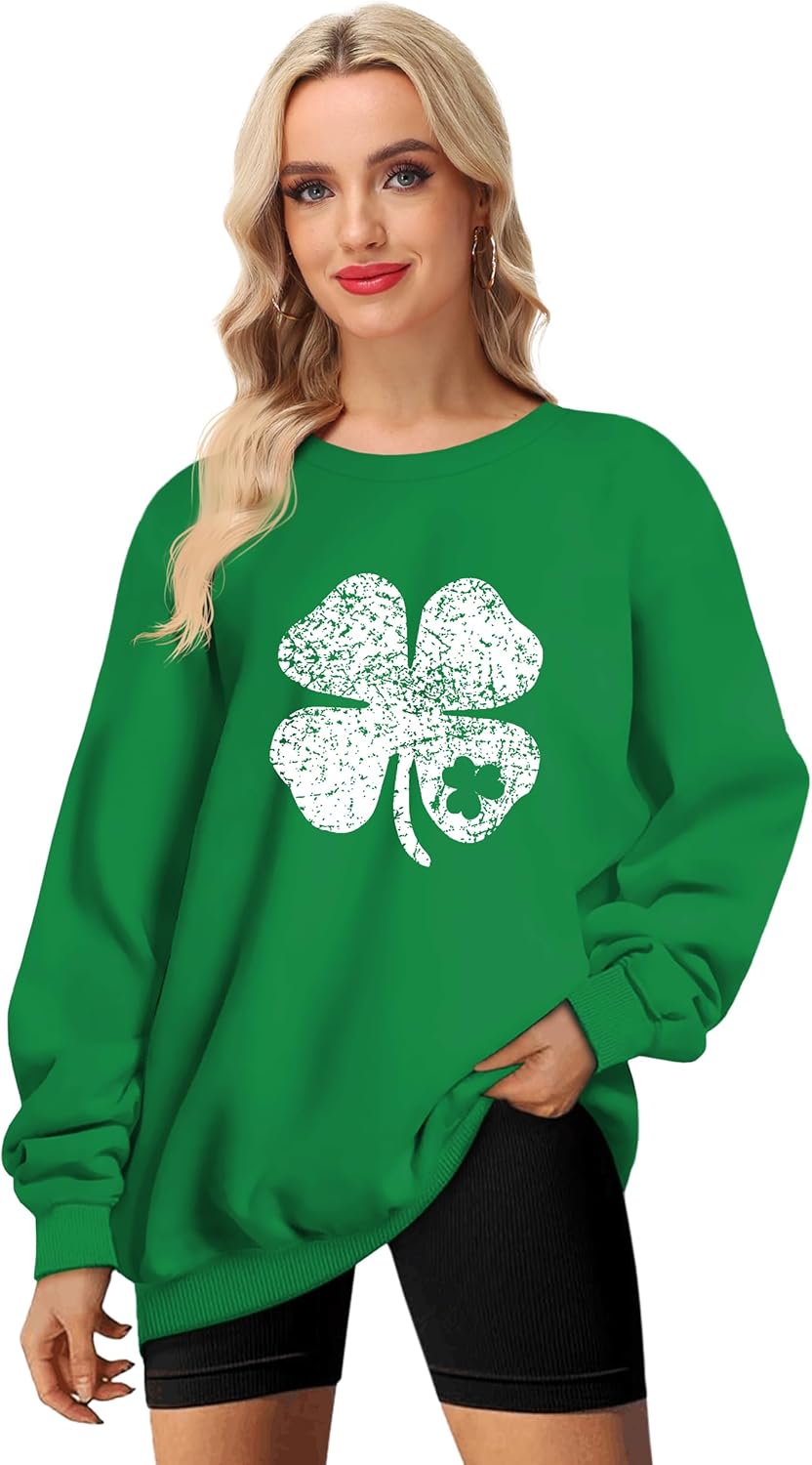 Mens St Patricks Sweatshirt Lucky Clover Tshirts Irish Festival Long Sleeve Pullover - Image 6