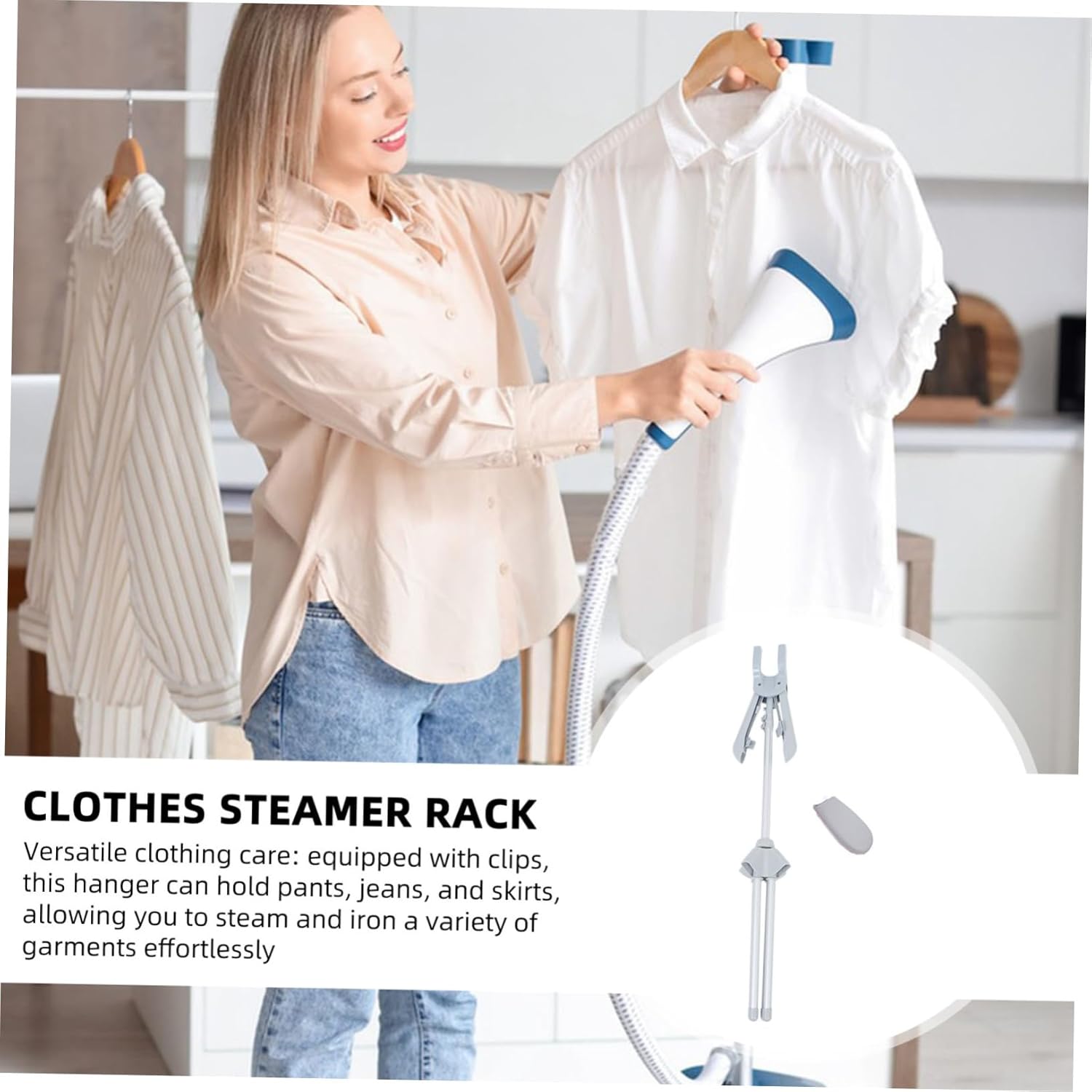 ERINGOGO Garment Steamer Hanger Stand Clothes Steamer Rack Heavy Duty Clothing Rack Height Adjustable Ironing Board for Clothes